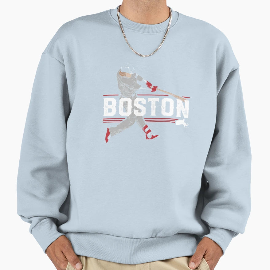 Boston Baseball Slugger Home Run Sweatshirt - Novelty Apparel Men Women - T-Shirt, Sweatshirt, Hoodie