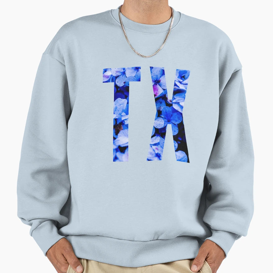 Blue Floral Tx Sweatshirt - Aesthetic Graphic Unisex - T-Shirt, Sweatshirt, Hoodie