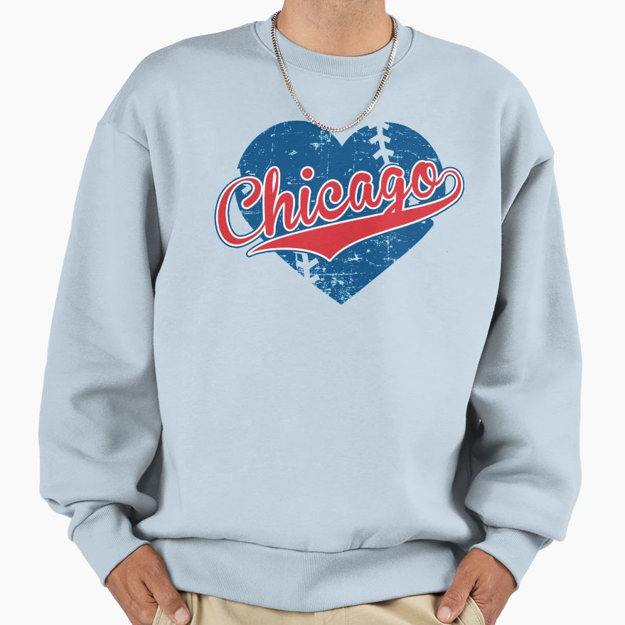 I Love Chicago Illinois Baseball Sweatshirt - Graphic Print Men Women - T-Shirt, Sweatshirt, Hoodie