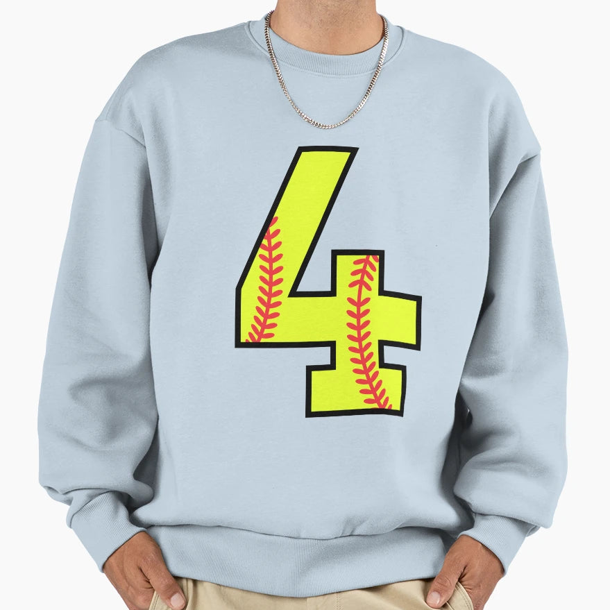 Softball Number 4 Sweatshirt - Casual Everyday Wear Unisex - T-Shirt, Sweatshirt, Hoodie