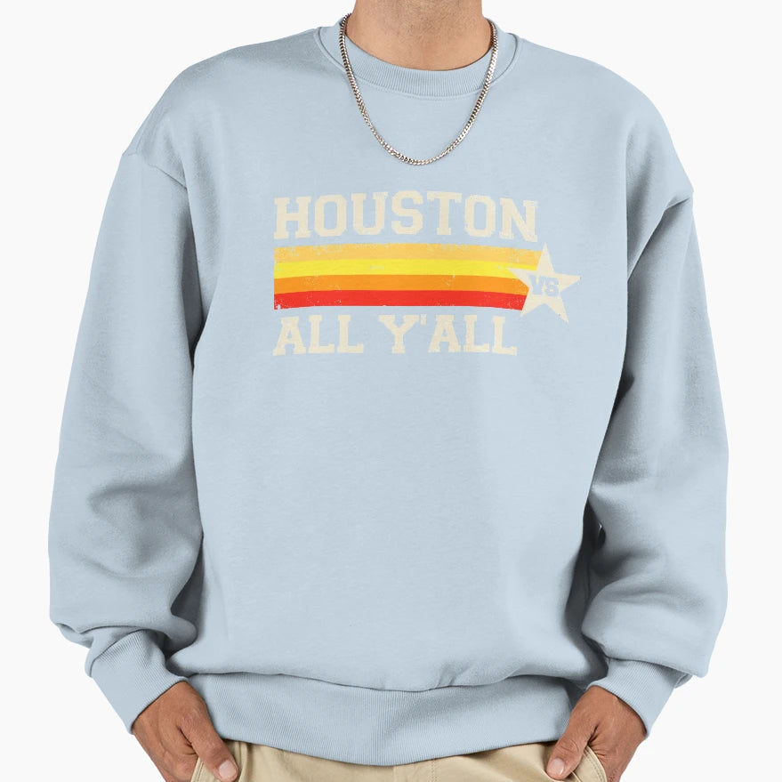 Houston Vs All Yall Stripe Texas Sweatshirt - Custom Art Print for Adults - T-Shirt, Sweatshirt, Hoodie