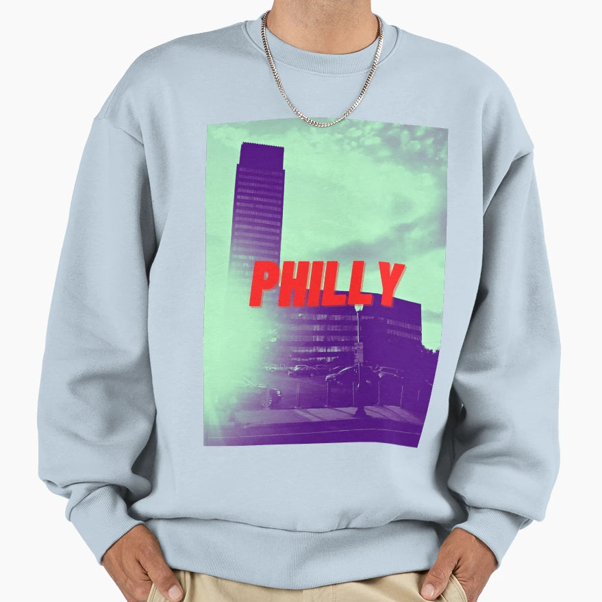 Philadelphia Downtown Sunset Sweatshirt - Unique Graphic Unisex - T-Shirt, Sweatshirt, Hoodie