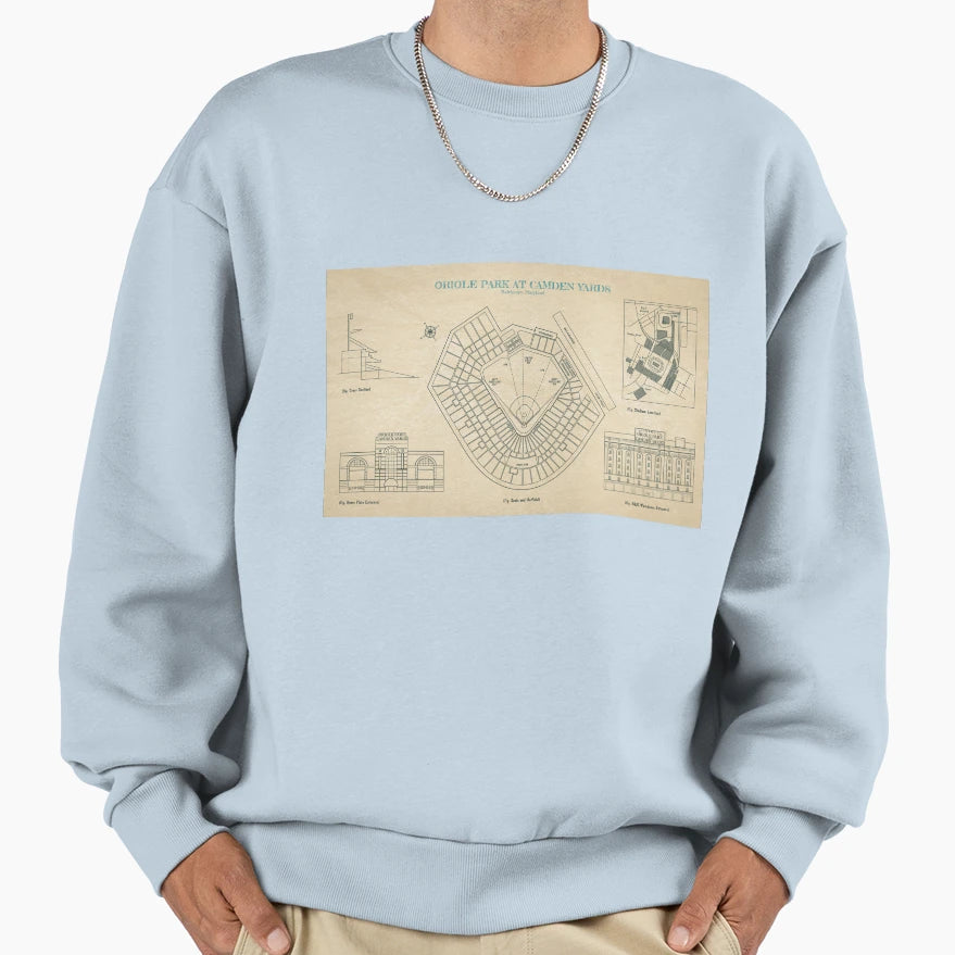 Oriole Park Camden Yards Parchment Sweatshirt - Trendy Graphic for Adults - T-Shirt, Sweatshirt, Hoodie