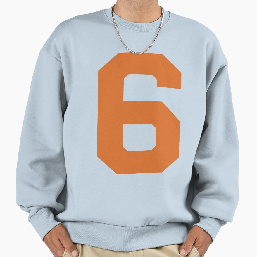 Number 6 Orange Six Sports Number 6 Sweatshirt - Trendy Graphic Men Women - T-Shirt, Sweatshirt, Hoodie