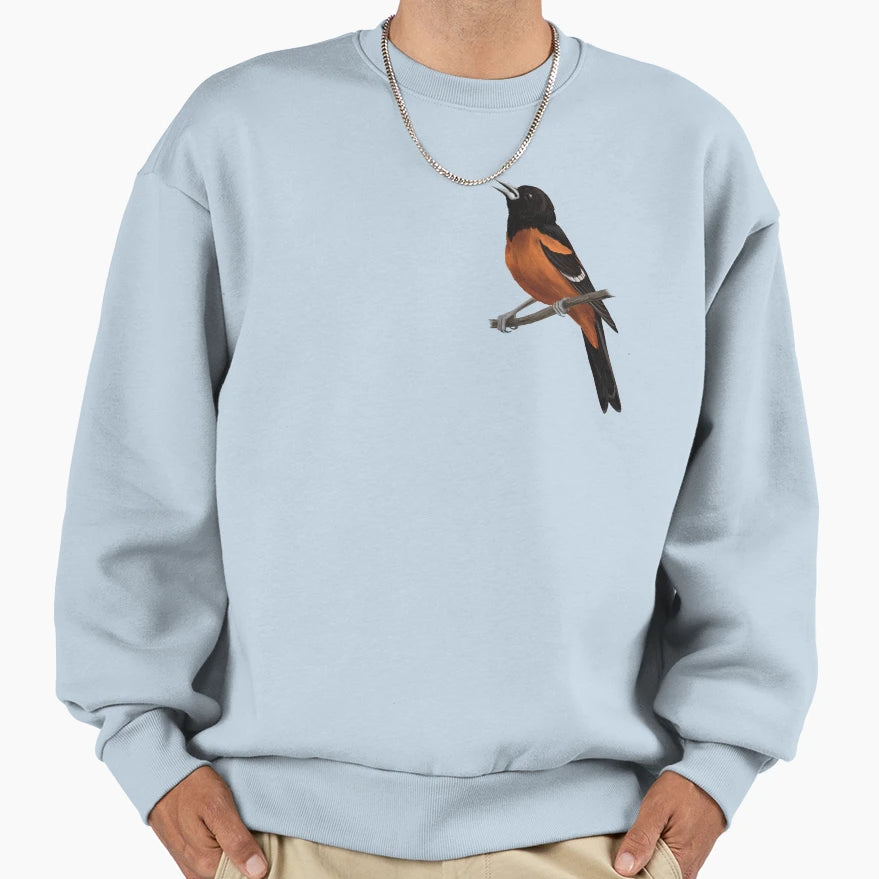 Male Orchard Oriole Singing From Sweatshirt - Minimalist Print Unisex - T-Shirt, Sweatshirt, Hoodie