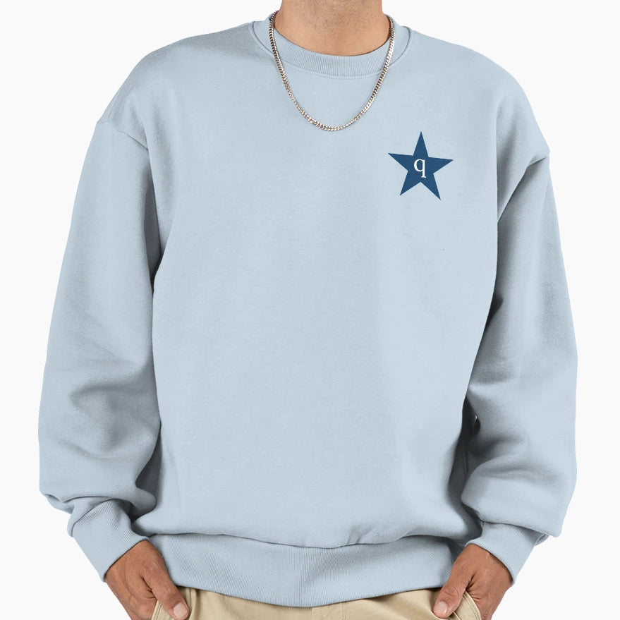 Star Initial Monogram Q Navy Sweatshirt - Trendy Graphic for Adults - T-Shirt, Sweatshirt, Hoodie