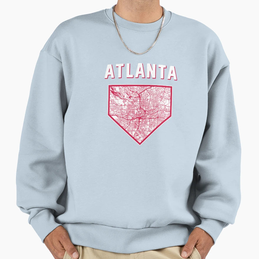 Atlanta Baseball City Home Map Sweatshirt - Graphic Print Unisex - T-Shirt, Sweatshirt, Hoodie