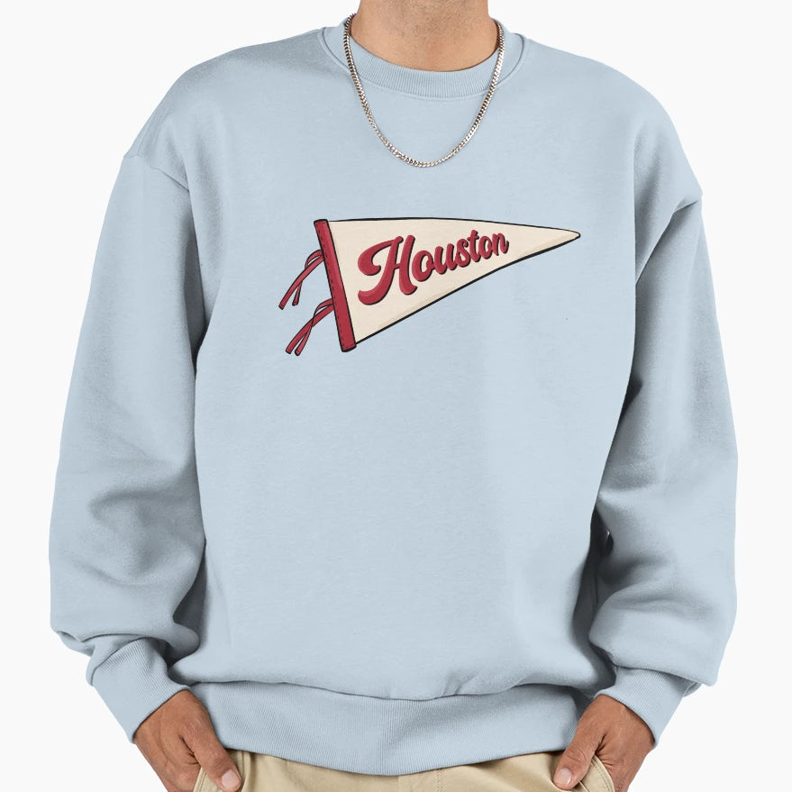 Houston Pennant Flag Sweatshirt - Graphic Print Men Women - T-Shirt, Sweatshirt, Hoodie