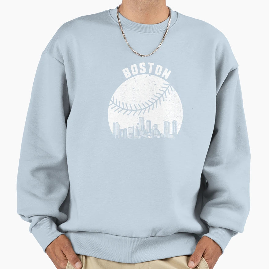 Boston Skyline Baseball Fan Sweatshirt - Trendy Graphic for Adults - T-Shirt, Sweatshirt, Hoodie