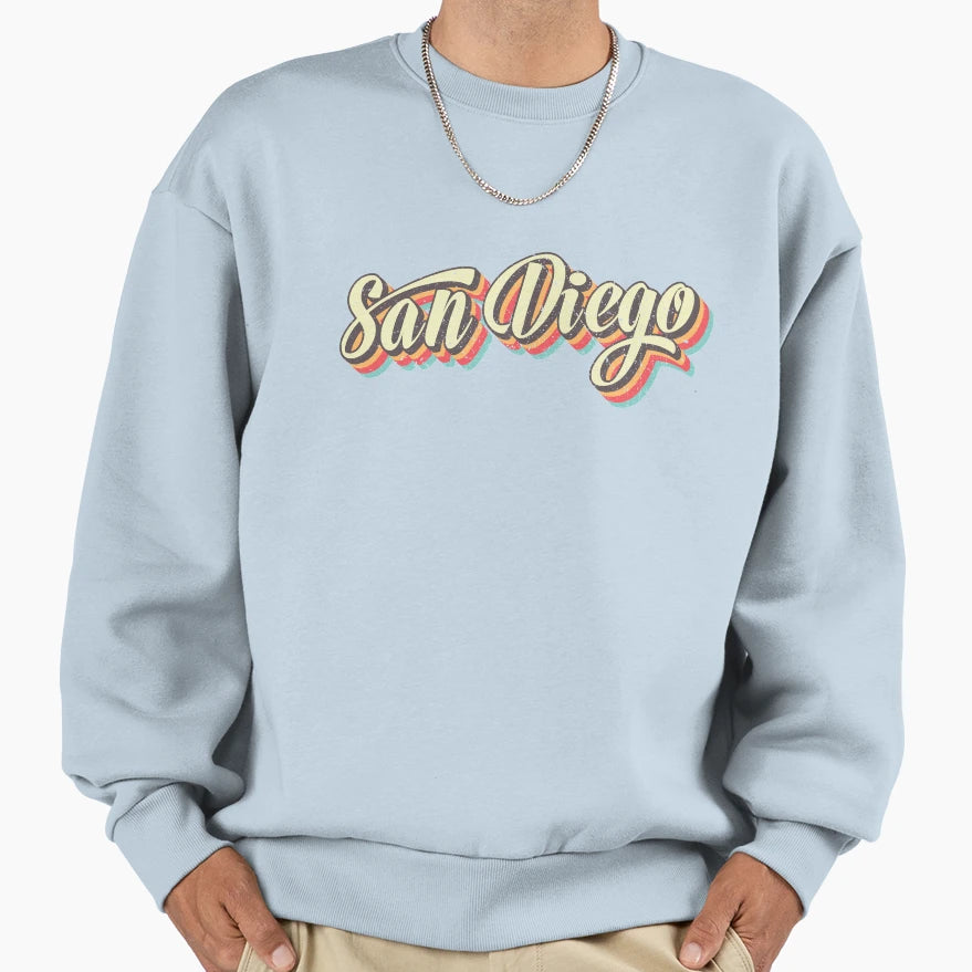 San Diego California Typographic Sweatshirt - Custom Art Print for Adults - T-Shirt, Sweatshirt, Hoodie