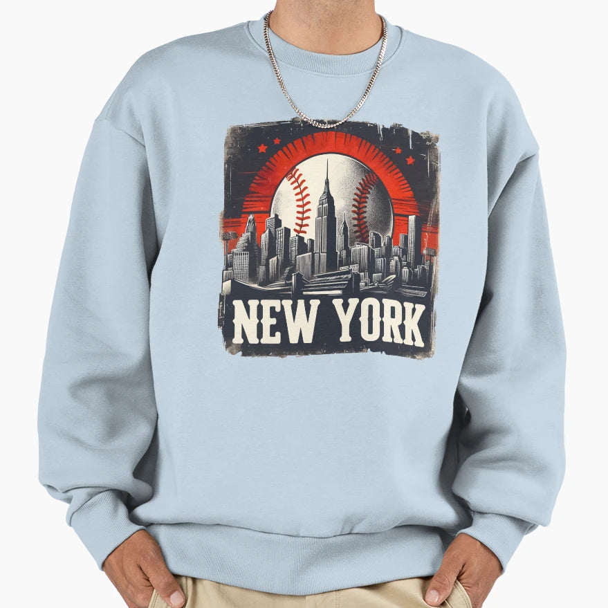 New York Baseball Skyline Sweatshirt - Graphic Print for Adults - T-Shirt, Sweatshirt, Hoodie