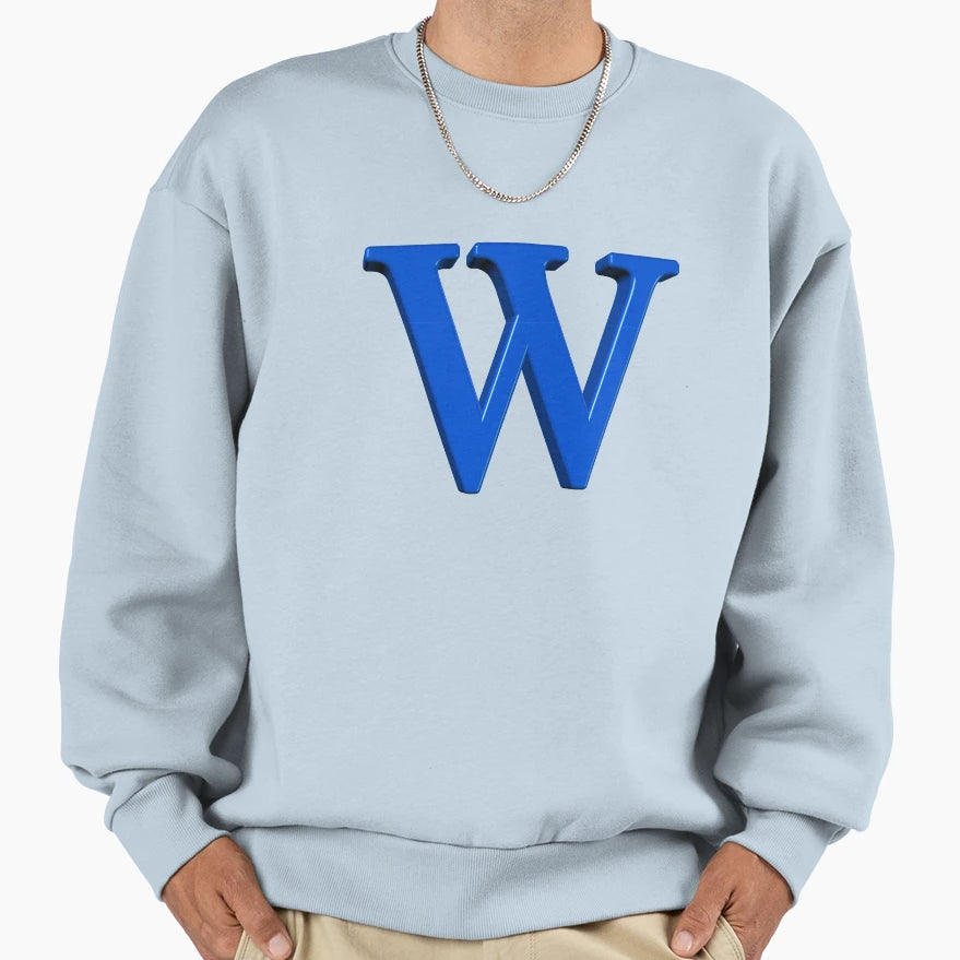 Letter W Dimensional Blue 5748 Sweatshirt - Aesthetic Graphic for Adults - T-Shirt, Sweatshirt, Hoodie