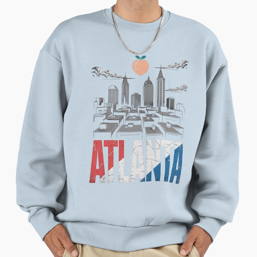 Atlanta Usa Flag Colors Sweatshirt - Casual Everyday Wear for Adults - T-Shirt, Sweatshirt, Hoodie