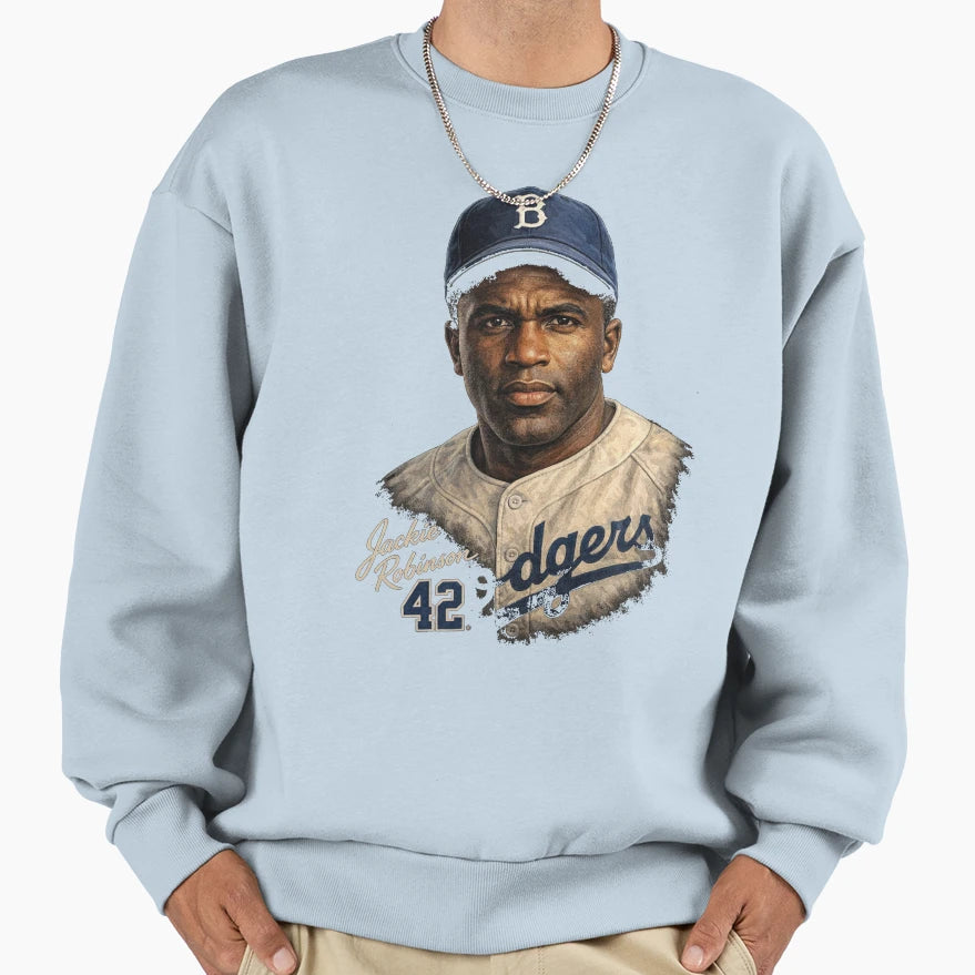 Jackie Robinson Dodgers Portrait Sweatshirt - Minimalist Print Men Women - T-Shirt, Sweatshirt, Hoodie