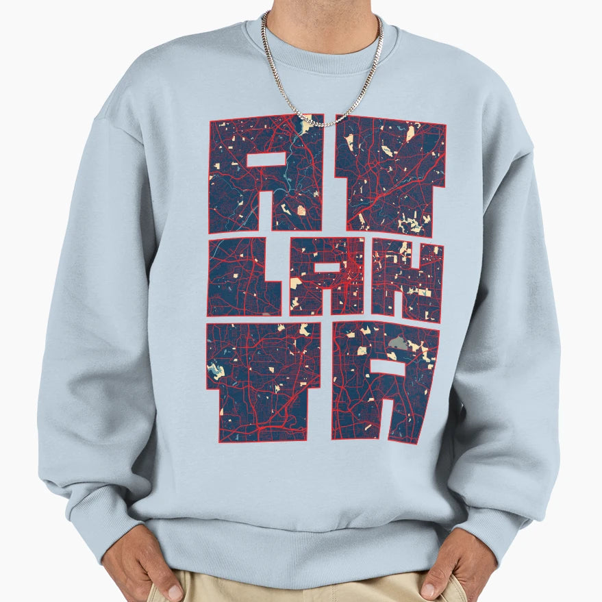 Atlanta City Map Georgia Usa Hope Sweatshirt - Novelty Apparel for Adults - T-Shirt, Sweatshirt, Hoodie