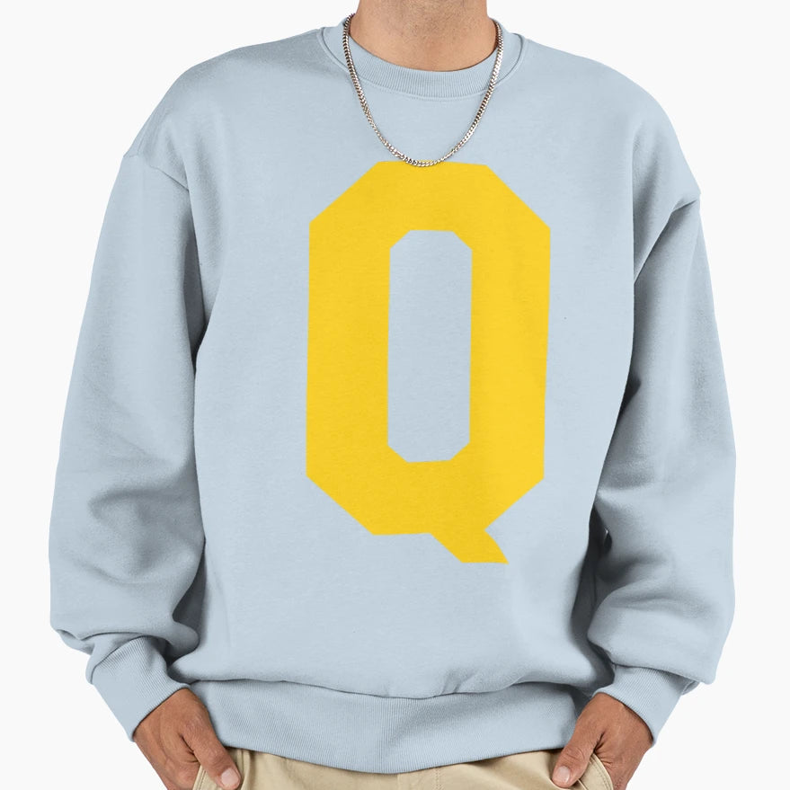 Alphabet Yellow Q Sports Letter Q Sweatshirt - Aesthetic Graphic Men Women - T-Shirt, Sweatshirt, Hoodie