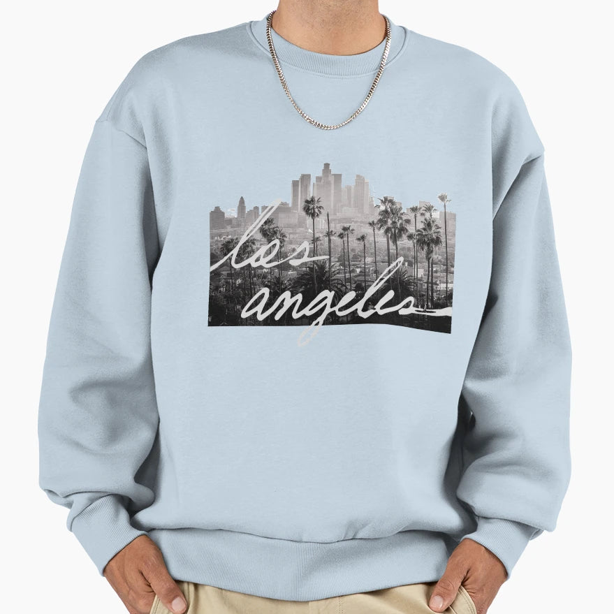 Los Angeles Black White Sweatshirt - Casual Everyday Wear Men Women - T-Shirt, Sweatshirt, Hoodie