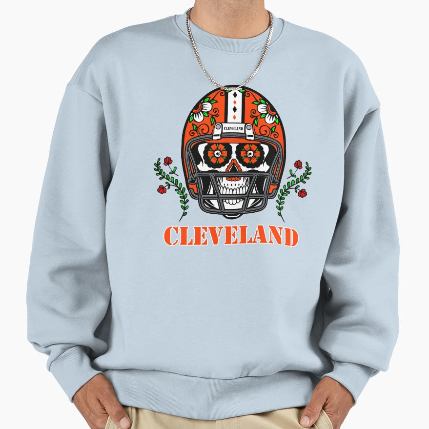 Cleveland Football Helmet Sugar Sweatshirt - Aesthetic Graphic Men Women - T-Shirt, Sweatshirt, Hoodie