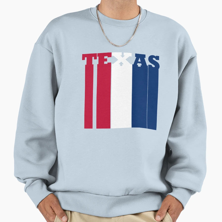 Texas Red White Blue Sweatshirt - Custom Art Print for Adults - T-Shirt, Sweatshirt, Hoodie