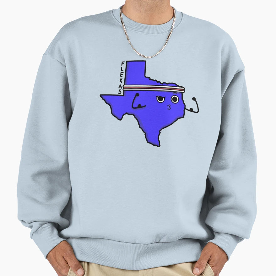 Flexas Blue Sweatshirt - Fun Novelty Design Unisex - T-Shirt, Sweatshirt, Hoodie