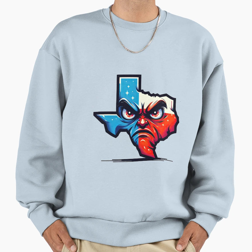 Texan Temper Lone Star Scowl Sweatshirt - Graphic Print for Adults - T-Shirt, Sweatshirt, Hoodie
