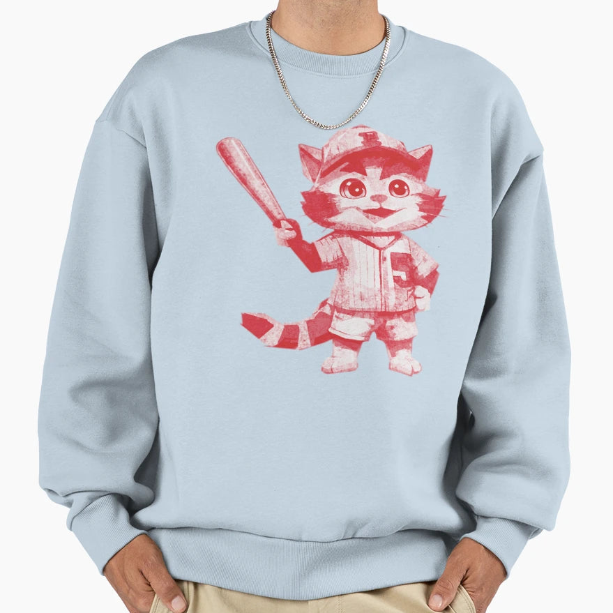Cat As Baseball Player Sweatshirt - Trendy Graphic Unisex - T-Shirt, Sweatshirt, Hoodie