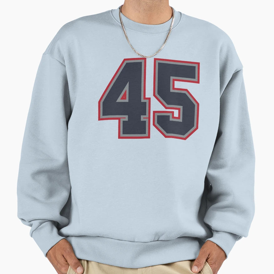 45 Navy Grey Red Sports Number Sweatshirt - Casual Everyday Wear Men Women - T-Shirt, Sweatshirt, Hoodie