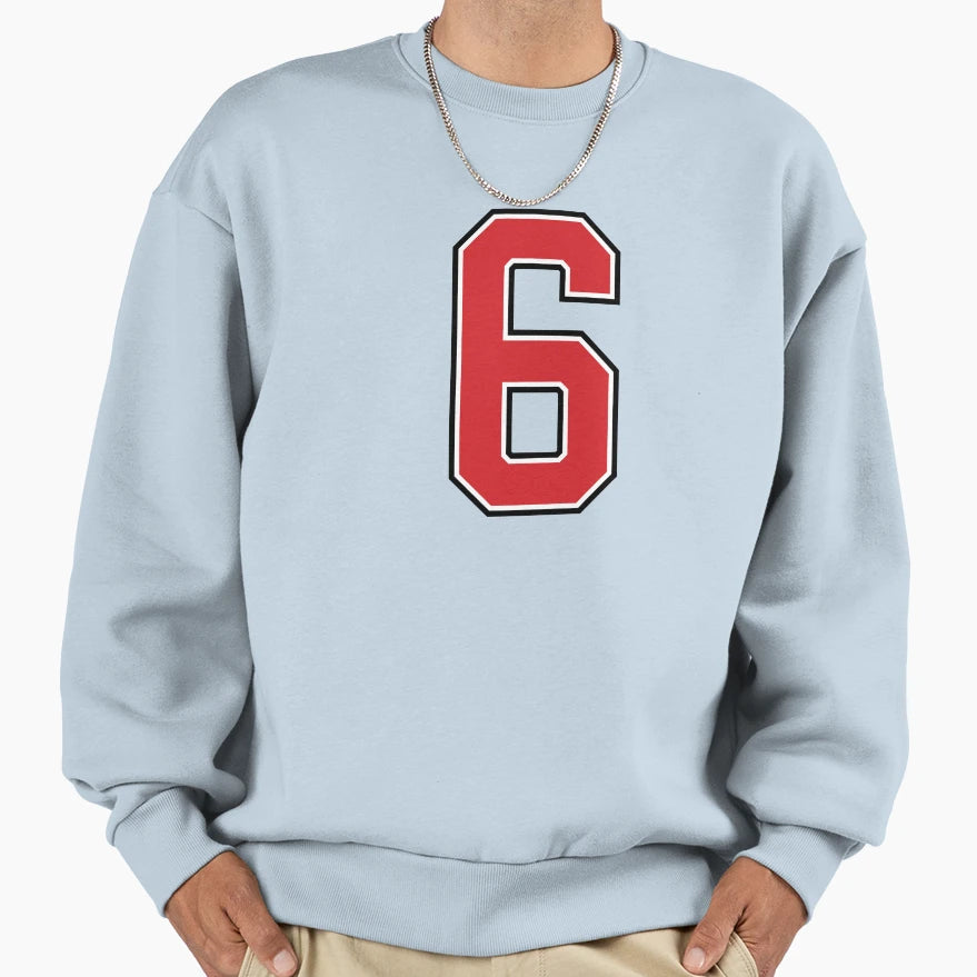 Sports Number 6 Red Black Color Sweatshirt - Fun Novelty Design Unisex - T-Shirt, Sweatshirt, Hoodie