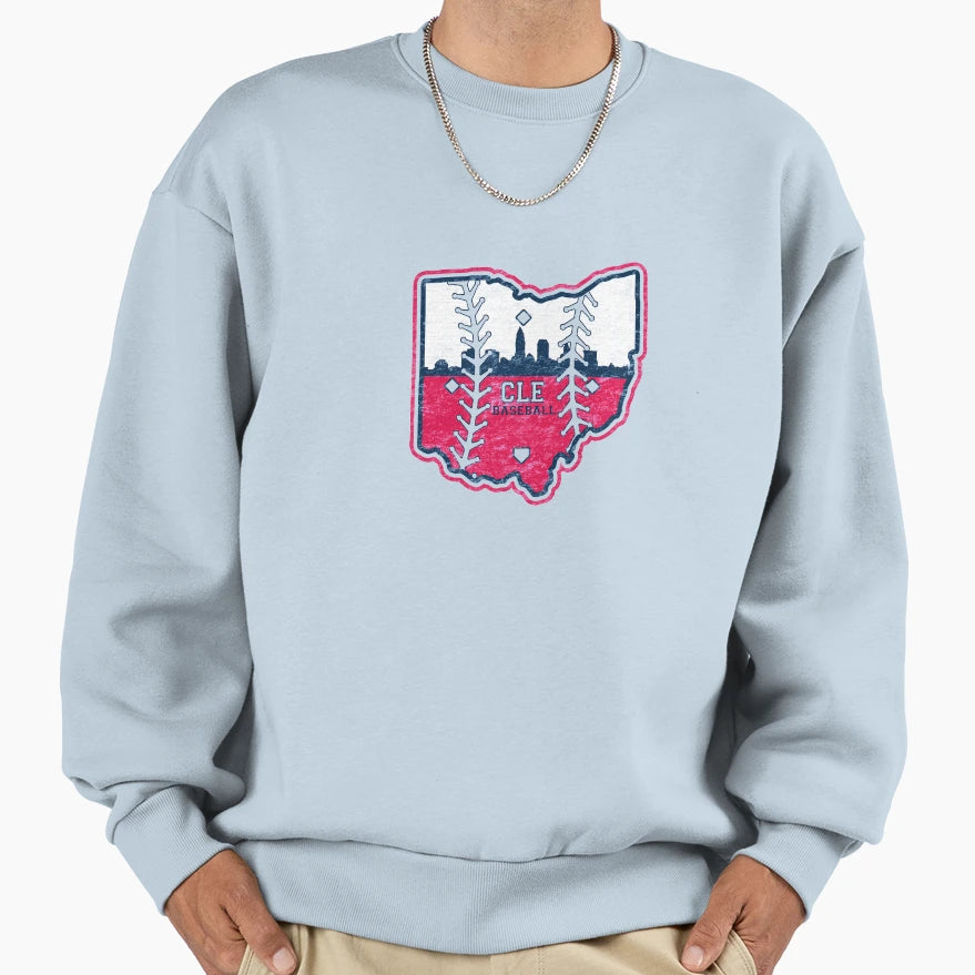 Cleveland Skyline Baseball Red Sweatshirt - Streetwear Style Men Women - T-Shirt, Sweatshirt, Hoodie