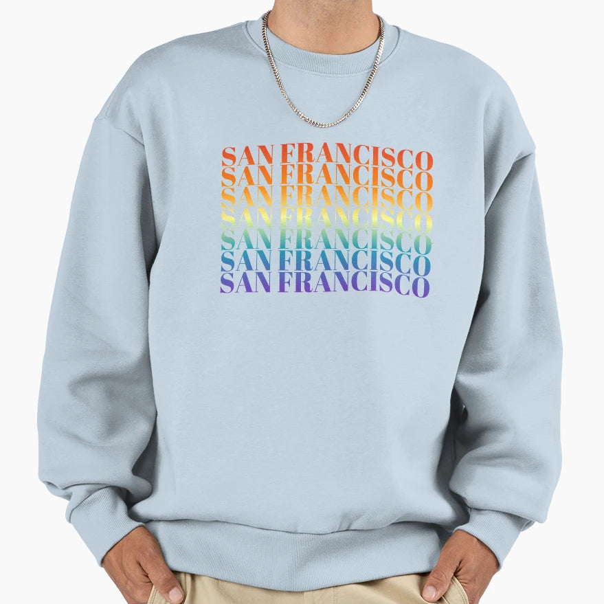 San Francisco Rainbow Aesthetic Sweatshirt - Custom Art Print Unisex - T-Shirt, Sweatshirt, Hoodie