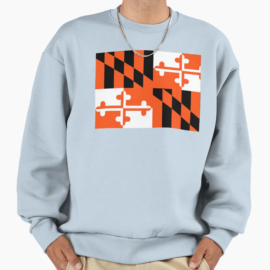 Maryland State Flag Banner Sweatshirt - Casual Everyday Wear Men Women - T-Shirt, Sweatshirt, Hoodie