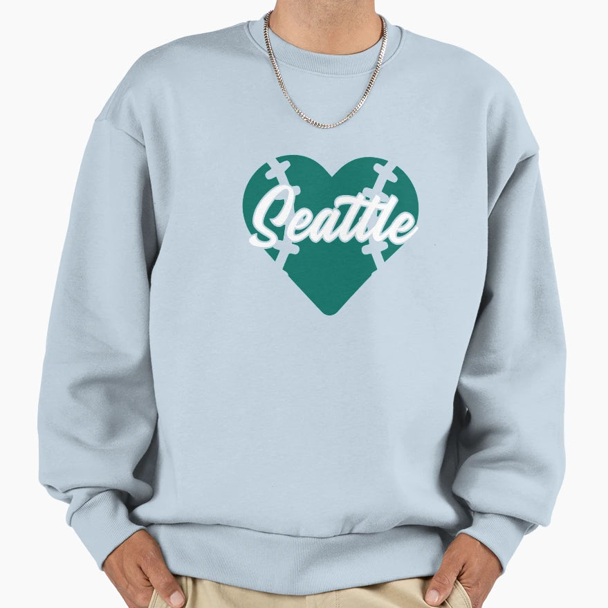 Seattle I Love Baseball Heart Script Sweatshirt - Novelty Apparel Unisex - T-Shirt, Sweatshirt, Hoodie