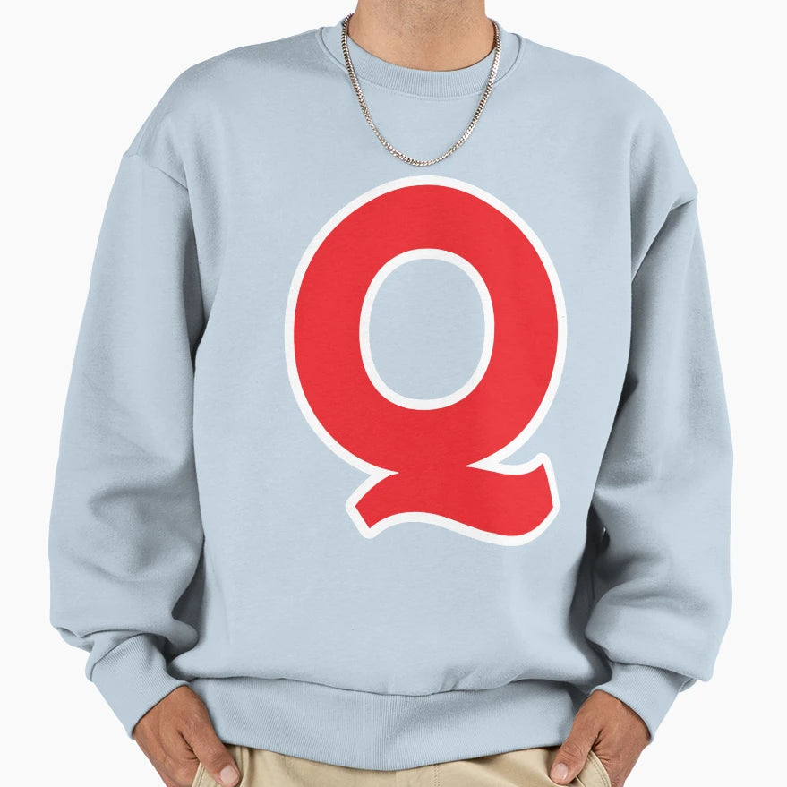 Q Initial Letter Q Red And White Sweatshirt - Streetwear Style for Adults - T-Shirt, Sweatshirt, Hoodie