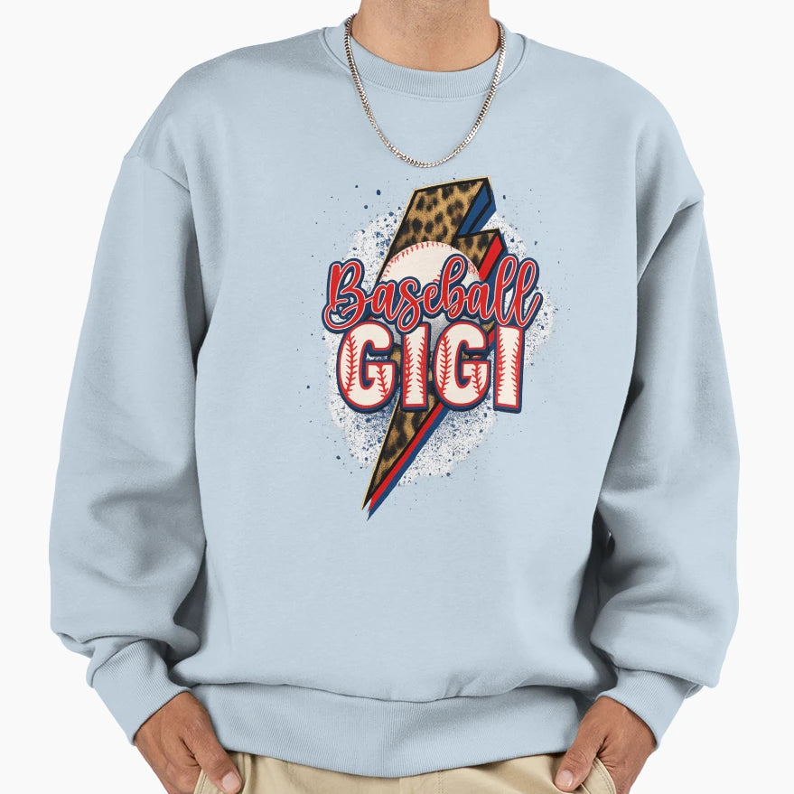 Baseball Gigi Lightning Bolt Leopard Sweatshirt - Trendy Graphic for Adults - T-Shirt, Sweatshirt, Hoodie