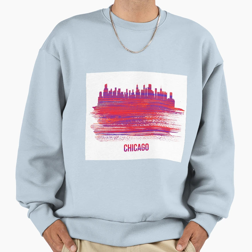 Chicago City Skyline Sweatshirt - Minimalist Print Unisex - T-Shirt, Sweatshirt, Hoodie