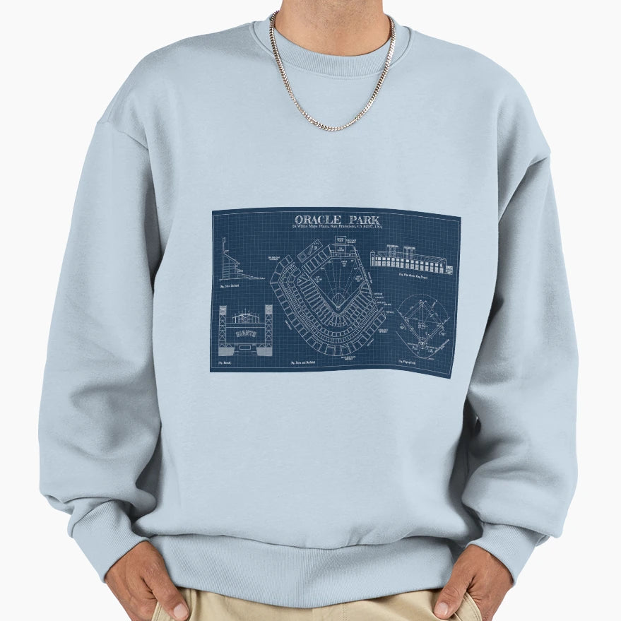 Oracle Park Navy Blueprint Sweatshirt - Graphic Print Men Women - T-Shirt, Sweatshirt, Hoodie