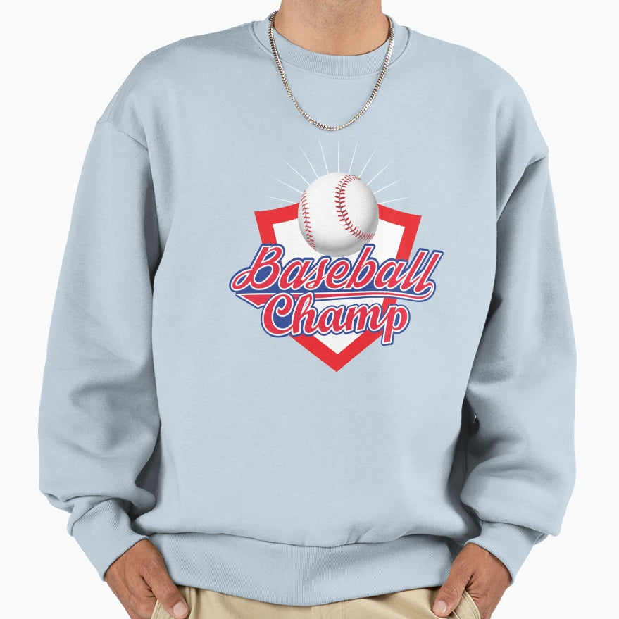 Baseball Champ Sports Emblem Sweatshirt - Unique Graphic for Adults - T-Shirt, Sweatshirt, Hoodie