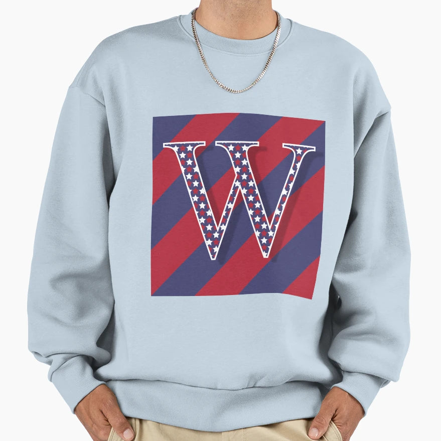 Letter W Americana Old Glory Sweatshirt - Casual Everyday Wear for Adults - T-Shirt, Sweatshirt, Hoodie