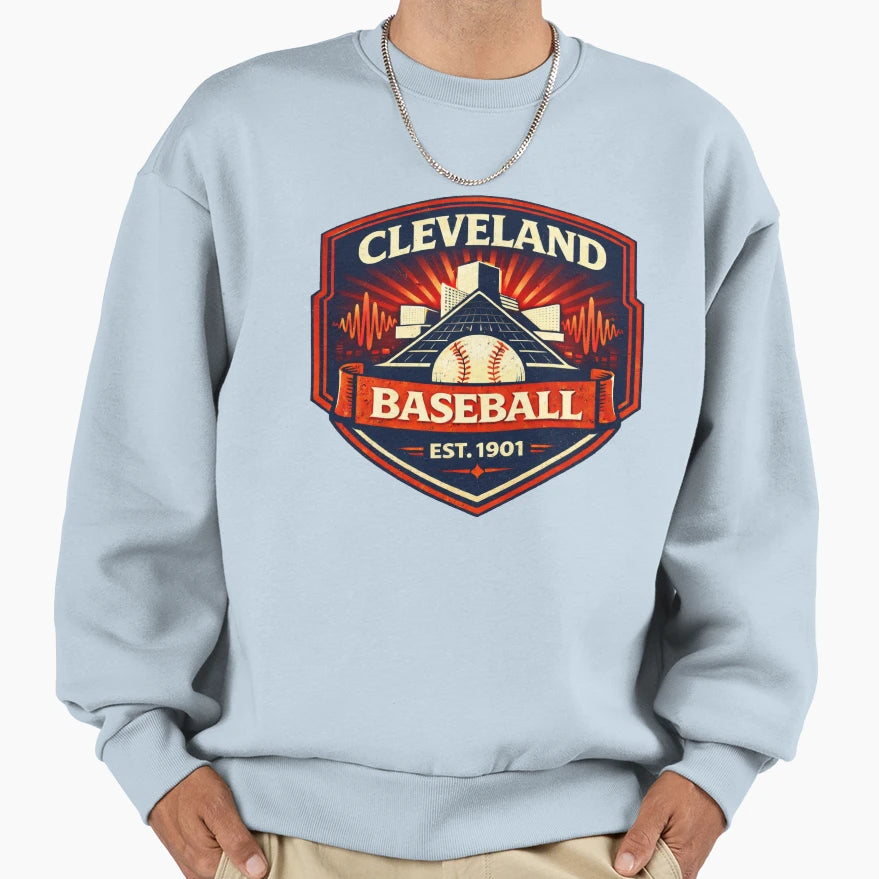 Cleveland Baseball Rock And Roll Sweatshirt - Custom Art Print for Adults - T-Shirt, Sweatshirt, Hoodie