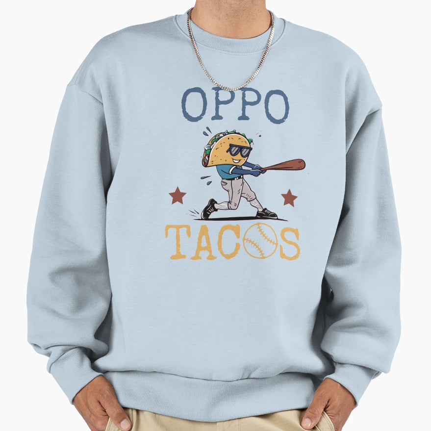 Oppo Tacos Funny Baseball T-Shirt - Aesthetic Graphic Unisex - T-Shirt, Sweatshirt, Hoodie