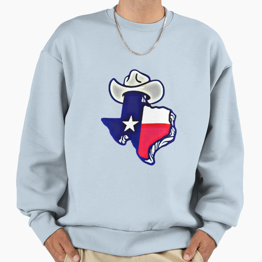 Texas Cowboy Hat Sweatshirt - Graphic Print Unisex - T-Shirt, Sweatshirt, Hoodie