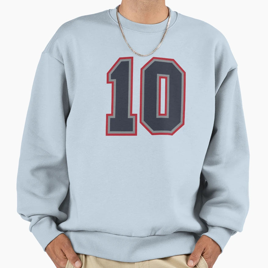 10 Navy Grey Red Sports Number Ten Sweatshirt - Graphic Print for Adults - T-Shirt, Sweatshirt, Hoodie