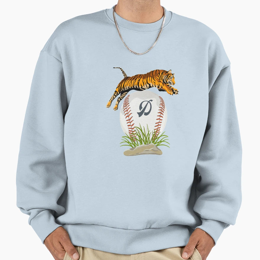 Play Ball Tiger And Baseball Initial Sweatshirt - Unique Graphic Men Women - T-Shirt, Sweatshirt, Hoodie