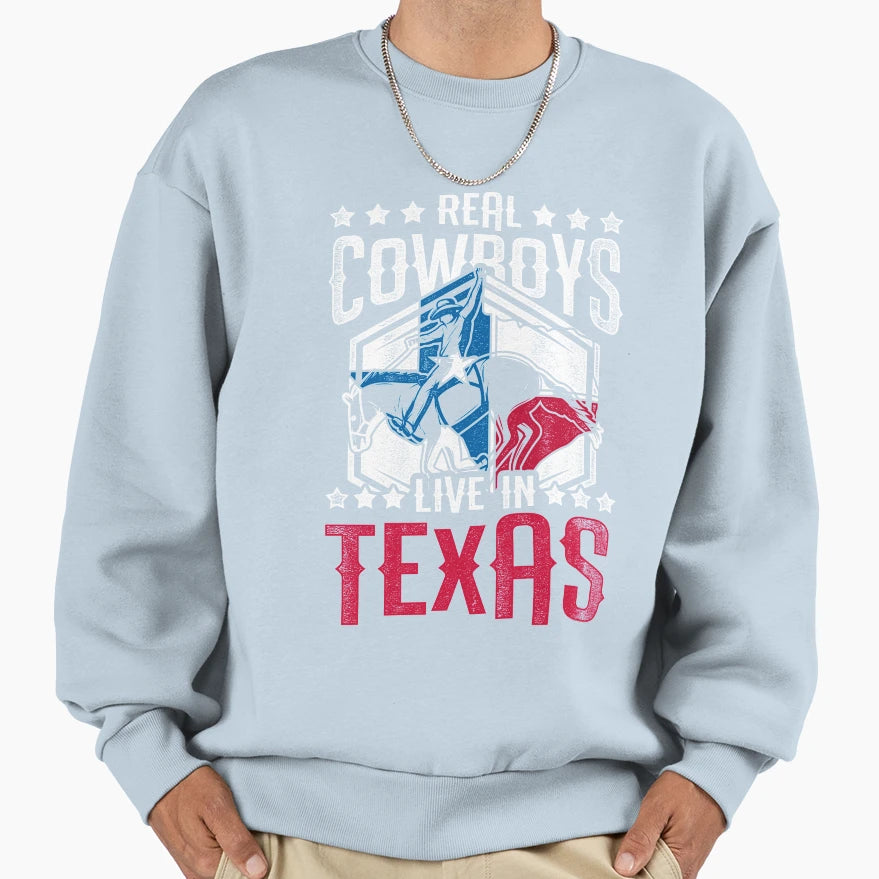 Real Cowboys Live Texas Sweatshirt - Minimalist Print for Adults - T-Shirt, Sweatshirt, Hoodie