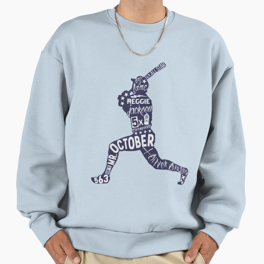 Reggie Jackson Letters Sweatshirt - Unique Graphic for Adults - T-Shirt, Sweatshirt, Hoodie