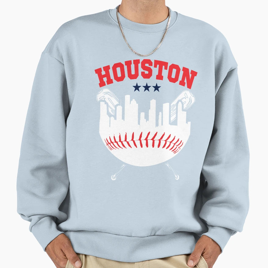 Houston Baseball Baseball Bat Sweatshirt - Graphic Print Men Women - T-Shirt, Sweatshirt, Hoodie