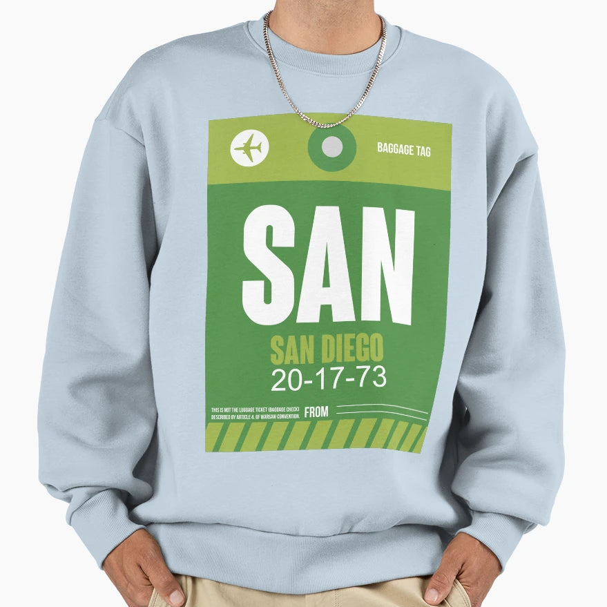 San Diego Luggage Tag 1 Sweatshirt - Streetwear Style Unisex - T-Shirt, Sweatshirt, Hoodie