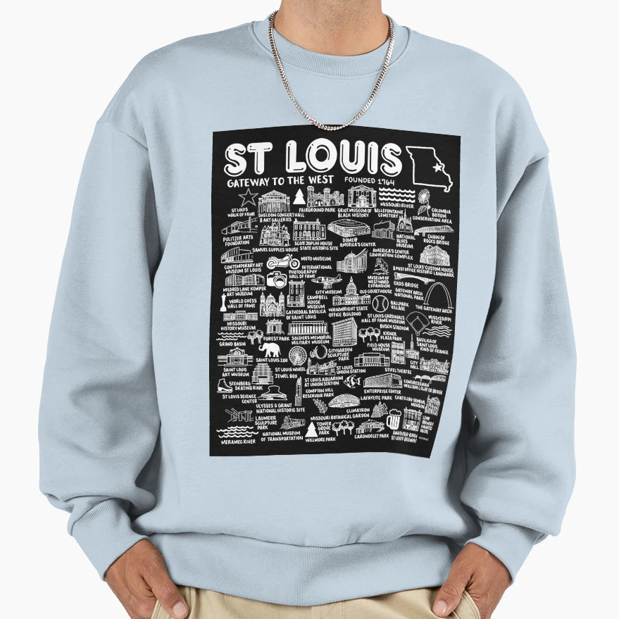 St Louis Map Sweatshirt - Fun Novelty Design Men Women - T-Shirt, Sweatshirt, Hoodie