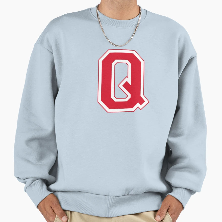 Red Varsity Letter Q Sweatshirt - Custom Art Print Men Women - T-Shirt, Sweatshirt, Hoodie