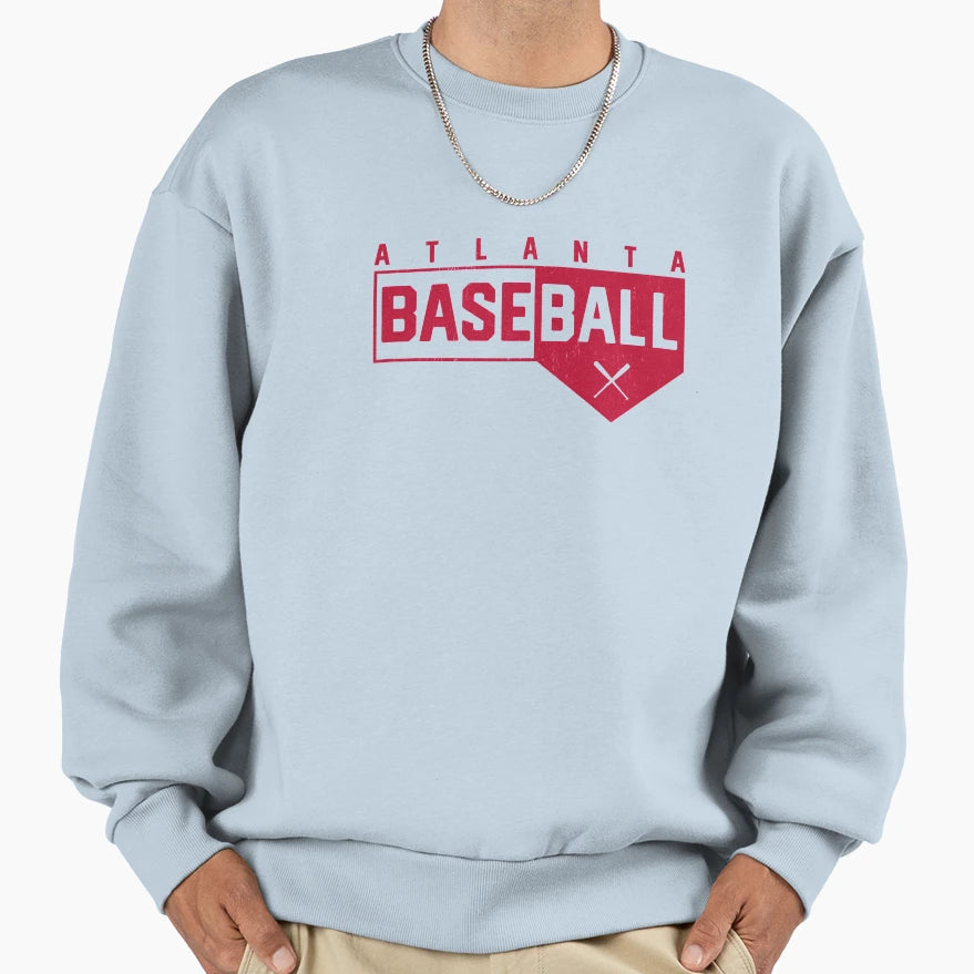 Atlanta Baseball Home Plate Sweatshirt - Graphic Print Men Women - T-Shirt, Sweatshirt, Hoodie